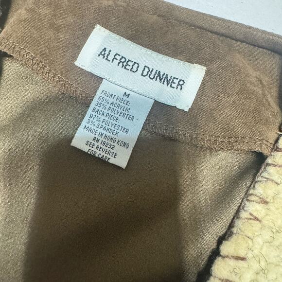 Vintage 90s Alfred Dunner Vest Embroidered Fleece Sherpa Brown & Cream Fall Sz M - Picture 7 of 10